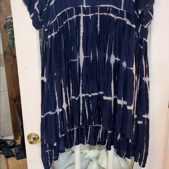 Sold Norblack Norwhite Anthro Navy Grid Print Smock Dress - Casual Women's Dress - Picture 12 of 16